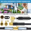 imageNonExpandable Garden Hose 100 ft Ultra Lightweight ampamp Flexible Water Hose With 10Pattern Spray Nozzle Full Length LeakProof Design HighDensity Fabric ampamp ShutOff Valve Hose StrapsBlueCrossover Pro