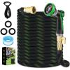 imageNonExpandable Garden Hose 100 ft Ultra Lightweight ampamp Flexible Water Hose With 10Pattern Spray Nozzle Full Length LeakProof Design HighDensity Fabric ampamp ShutOff Valve Hose StrapsGreenTwill Pro