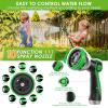 imageNonExpandable Garden Hose 50 ft Ultra Lightweight ampamp Flexible Water Hose With 10Pattern Spray Nozzle Full Length LeakProof Design HighDensity Fabric ampamp ShutOff Valve Hose StrapsGreenTwill Pro