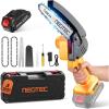 imageMini Chainsaw Cordless 6inch NEOTEC Handheld Electric Chainsaw with 2000mAh Battery Battery Powered Chain Saw for Tree Trimming Wood Cutting Mini Chain Saw Gifts for Home and GardenYellow