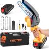 imageMini Chainsaw Cordless 6inch NEOTEC Handheld Electric Chainsaw with 2000mAh Battery Chain Saw Battery Powered for Tree Trimming Wood Cutting Mini Chain Saw Gifts for Home and Garden1 Battery1 Guide Bar2 Chains