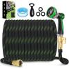 imageNonExpandable Garden Hose 100 ft Ultra Lightweight ampamp Flexible Water Hose With 10Pattern Spray Nozzle Full Length LeakProof Design HighDensity Fabric ampamp ShutOff Valve Hose StrapsGreenTwill Pro