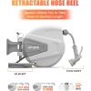 imageAyleid Retractable Garden Hose Reel12 in x 65 ft Wall Mounted Hose Reel with 9 Function Sprayer Nozzle Any Length LockSlow Return SystemWall Mounted180Swivel Bracket GreyAgray