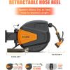 imageAyleid Retractable Garden Hose Reel12 in x 65 ft Wall Mounted Hose Reel with 9 Function Sprayer Nozzle Any Length LockSlow Return SystemWall Mounted180Swivel Bracket GreyBblack