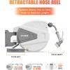 imageAyleid Retractable Garden Hose Reel12 in x 65 ft Wall Mounted Hose Reel with 9 Function Sprayer Nozzle Any Length LockSlow Return SystemWall Mounted180Swivel Bracket GreyAgray