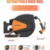 imageAyleid Retractable Garden Hose Reel12 in x 65 ft Wall Mounted Hose Reel with 9 Function Sprayer Nozzle Any Length LockSlow Return SystemWall Mounted180Swivel Bracket GreyBblack