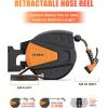 imageAyleid Retractable Garden Hose Reel58 in x 100 FT Wall Mounted Hose Reel with 9 Function Sprayer Nozzle Any Length LockSlow Return SystemWall Mounted180Swivel Bracket BlackDeep Black