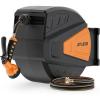 imageAyleid Retractable Garden Hose Reel58 in x 100 FT Wall Mounted Hose Reel with 9 Function Sprayer Nozzle Any Length LockSlow Return SystemWall Mounted180Swivel Bracket BlackDeep Black