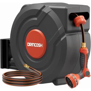 image3rd Generation Retractable Garden Hose 155 ft x 12 inch Heavy Duty WallMounted Hose Reels 180 Swivel Automatic Slow Return Any Length Lock 9 Pattern Nozzle UV Resistant Black12in 100FT65FTB