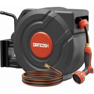 imageUpgraded Retractable Garden Hose Reel 12quot x 155 ft Pro 180 Swivel Metal Bracket Automatic Retract Heavy Duty Hose Reels Wall Mount Any Length Lock 9 Pattern Nozzle Garden Watering12 155FT Metal Bracket