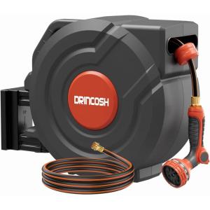 imageUpgraded Retractable Garden Hose Reel 12quot x 155 ft Pro 180 Swivel Metal Bracket Automatic Retract Heavy Duty Hose Reels Wall Mount Any Length Lock 9 Pattern Nozzle Garden Watering58in 90FT65FTB