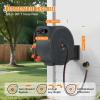 imageNEOTEC Retractable Garden Hose Reel 12 inch x 100ft  Wall Mounted Heavy Duty Hose Reel with 34 Inch Brass Fittings ampamp 9Pattern Nozzle  Auto Rewind System Any Length Lock 180 Swivel Bracket58in 90FT65 FT