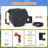 imageNEOTEC Retractable Garden Hose Reel 12 inch x 100ft  Wall Mounted Heavy Duty Hose Reel with 34 Inch Brass Fittings ampamp 9Pattern Nozzle  Auto Rewind System Any Length Lock 180 Swivel Bracket58in 90FT65 FT