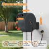 imageNEOTEC Retractable Garden Hose Reel 12 inch x 130ft  Wall Mounted Heavy Duty Hose Reel with 34 Inch Brass Fittings ampamp 9Pattern Nozzle  Auto Rewind System Any Length Lock 180 Swivel Bracket12in 150FT65 FT