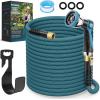 image:imageGarden Hose 25 ft NonExpandable  Ultra Lightweight Super Flexible amp KinkFree Water Hose with ShutOff Valve 10Pattern Nozzle amp Holder Leakproof Heavy Duty Hose for Yard Outdoor BlueBlue