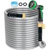 image:imageGarden Hose 25 ft NonExpandable  Ultra Lightweight Super Flexible amp KinkFree Water Hose with ShutOff Valve 10Pattern Nozzle amp Holder Leakproof Heavy Duty Hose for Yard Outdoor BlueSilver